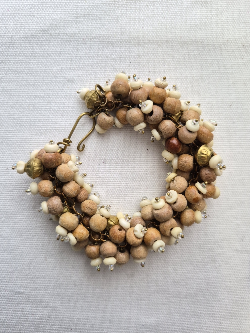 Vintage Wood and Bone Beaded Bracelet